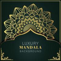 luxury mandala golden with a black background elegant design for anniversary invitation henna vector