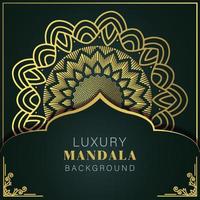 luxury mandala golden with a black background elegant design for anniversary invitation henna vector