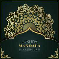 luxury mandala golden with a black background elegant design for anniversary invitation henna vector