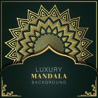 luxury mandala golden with a black background elegant design for anniversary invitation henna vector