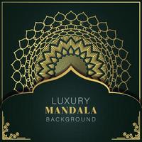 luxury mandala golden with a black background elegant design for anniversary invitation henna vector