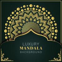 luxury mandala golden with a black background elegant design for anniversary invitation henna vector