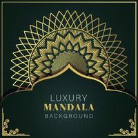 luxury mandala golden with a black background elegant design for anniversary invitation henna vector