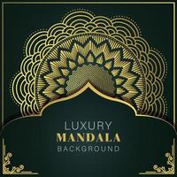 luxury mandala golden with a black background elegant design for anniversary invitation henna vector