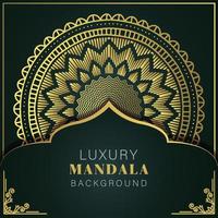 luxury mandala golden with a black background elegant design for anniversary invitation henna vector