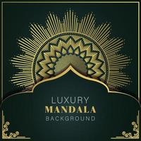 luxury mandala golden with a black background elegant design for anniversary invitation henna vector