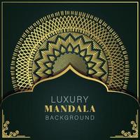 luxury mandala golden with a black background elegant design for anniversary invitation henna vector