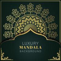 luxury mandala golden with a black background elegant design for anniversary invitation henna vector