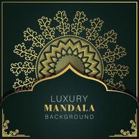 luxury mandala golden with a black background elegant design for anniversary invitation henna vector