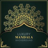 luxury mandala golden with a black background elegant design for anniversary invitation henna vector