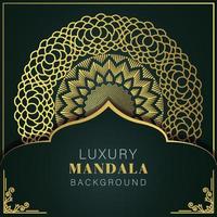 luxury mandala golden with a black background elegant design for anniversary invitation henna vector