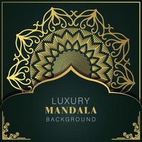 luxury mandala golden with a black background elegant design for anniversary invitation henna vector