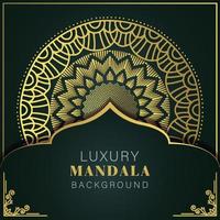 luxury mandala golden with a black background elegant design for anniversary invitation henna vector