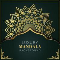 luxury mandala golden with a black background elegant design for anniversary invitation henna vector