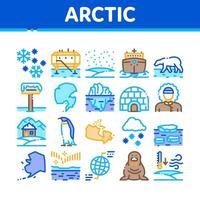 Arctic And Antarctic Collection Icons Set Vector