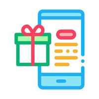 online shopping phone application and gift for customer color icon vector illustration