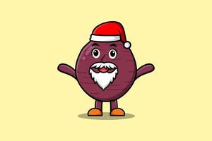 Cute Cartoon character Sweet potato santa claus vector