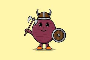 Cute cartoon character Sweet potato viking pirate vector