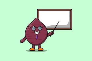Cute cartoon Sweet potato teaching with whiteboard vector