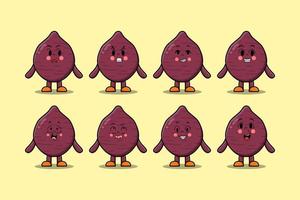 Set kawaii Sweet potato cartoon expressions vector