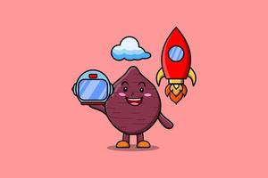 Cute mascot cartoon Sweet potato as astronaut vector