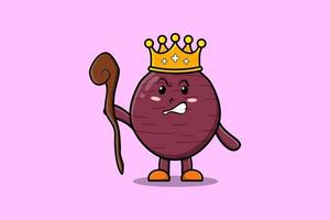 cartoon Sweet potato wise king with golden crown vector