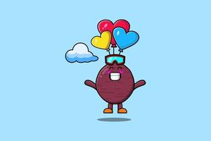 Cute cartoon Sweet potato skydiving with balloon vector