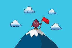 Illustration cute Sweet potato climbs top mountain vector