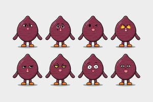 Set kawaii Sweet potato cartoon expressions vector