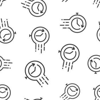 Recovery icon in flat style. Repeat clock vector illustration on white isolated background. Rotation time seamless pattern business concept.