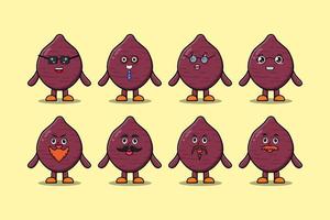 Set kawaii Sweet potato cartoon expressions vector