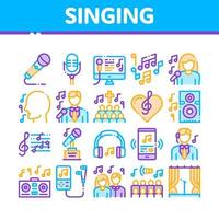 conjunto de iconos de vector de elementos de colección de canciones de canto