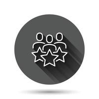 People with stars icon in flat style. Businessman rating vector illustration on black round background with long shadow effect. Quality information circle button business concept.