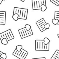 Wishlist icon in flat style. Like document vector illustration on white isolated background. Favorite list seamless pattern business concept.