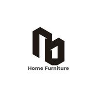 letter nb home furniture symbol geometric design logo vector
