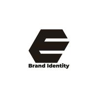 letter e 3d flat shadow simple geometric design logo vector