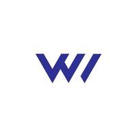 letter wi simple linear abstract geometric logo vector