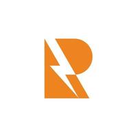 letter r simple geometric flash technology symbol logo vector