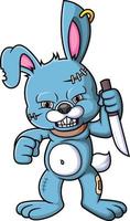 The angry rabbit holding knife vector