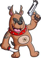 The robber dog holding gun and knife vector