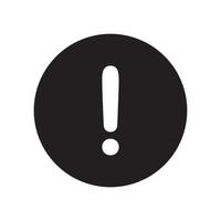 Exclamation mark in black round background isolated flat design vector illustration.