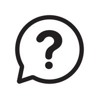 Question mark Icon in outline speech bubble isolated flat design vector illustration.
