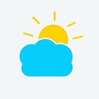 Sun with cloud icon. Flat and outline style vector illustration. isolated on white background.