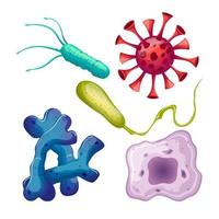 bacteria virus cell set cartoon vector illustration