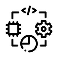 código de programación de microchip engranaje mecánico e icono infográfico ilustración de contorno vectorial vector