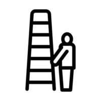 human with ladder icon vector outline illustration