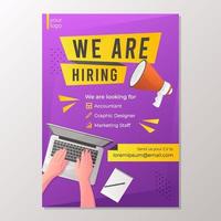 Gradient Purple Yellow We Are Hiring Poster Template vector