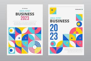 Flat Colorful Business Annual Report Cover Template vector