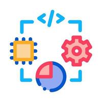 código de programación de microchip engranaje mecánico e icono infográfico ilustración de contorno vectorial vector