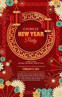 Chinese New Year Poster with Gradient Color Concept vector